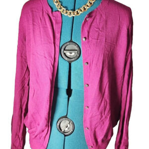 246. Anne Klein Magenta Cardigan M